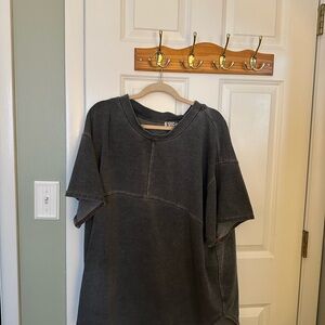Free People Charcoal Short Sleeve Tee